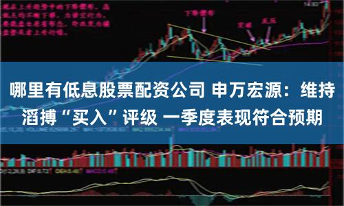哪里有低息股票配资公司 申万宏源：维持滔搏“买入”评级 一季度表现符合预期
