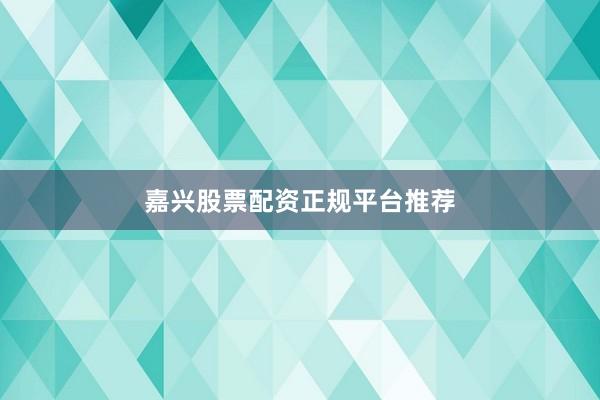 嘉兴股票配资正规平台推荐
